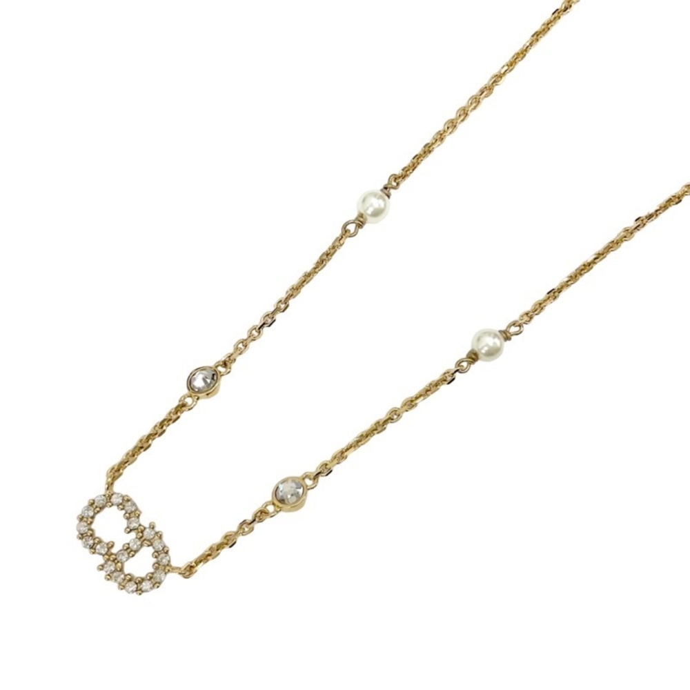 Dior D Rhinestone Necklace Cd Gold Christian Clai… - image 2